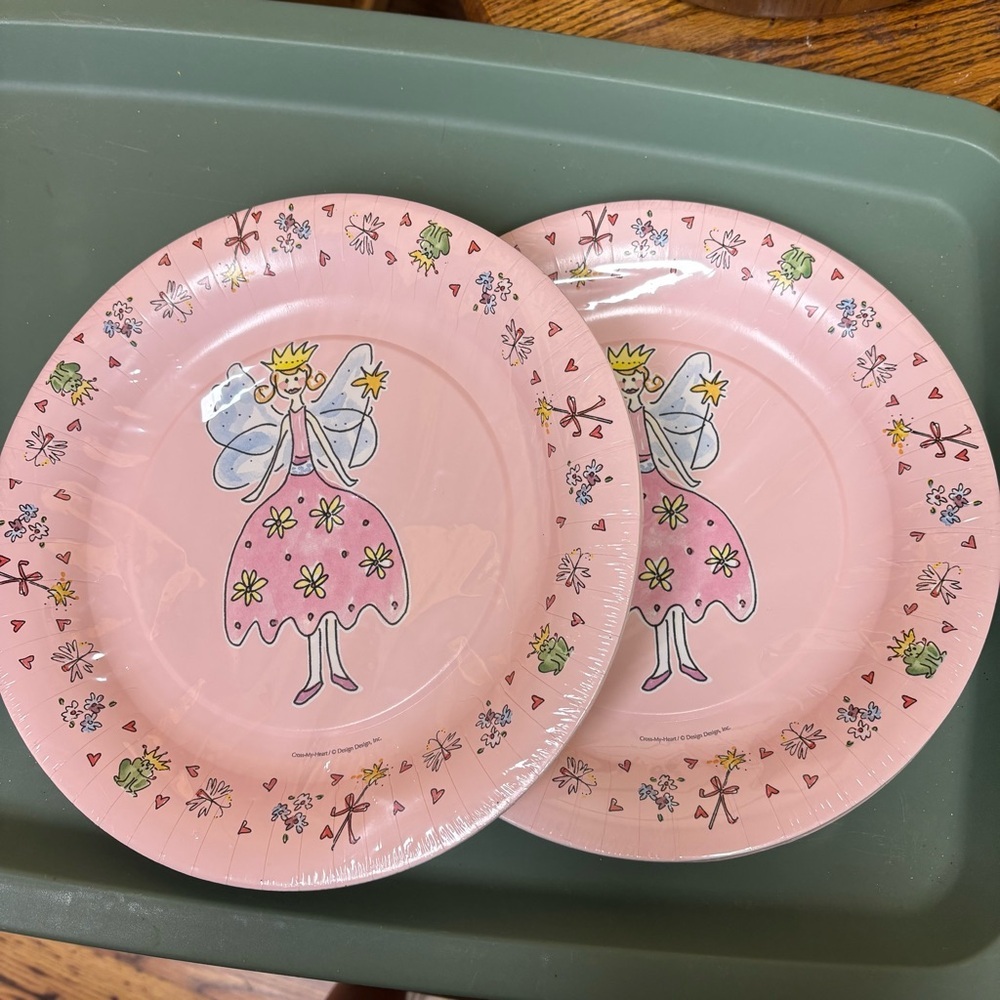 Design Design Once Upon a Time Pink Fairy 10.5 inch‎ Dinner Plates, Two 8 Packs